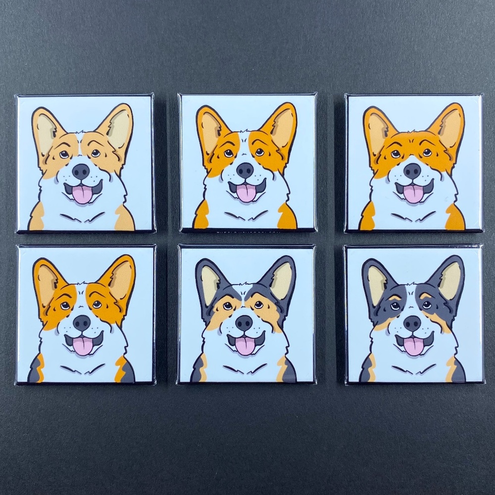 Corgi Dog Mini Magnet Set Handmade Pet Portrait Art Gifts and Decor